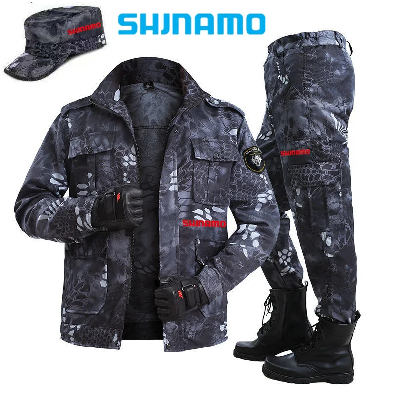 

New Genuine Black Python Camo Suit Set Men's Comfortable Tactical Training Set Loose Work Suit Outdoor Windproof Fishing Suit