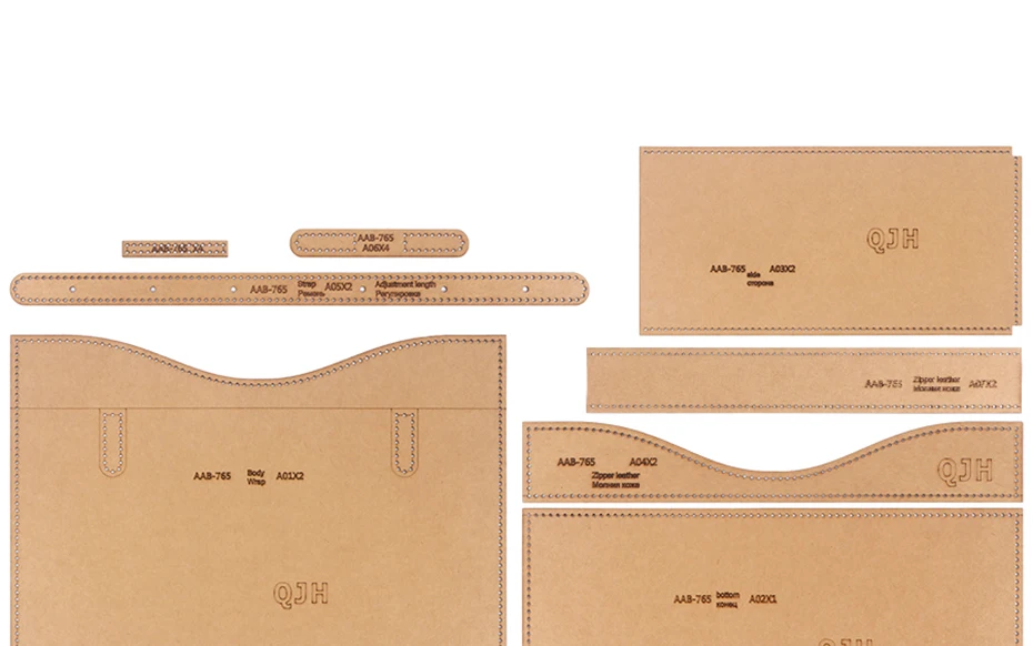 QJH Damen-Umhängetasche mit großem Fassungsvermögen, Kraftpapier-Vorlage, DIY-Lederhandwerk mit Loch-Vorlage, Nähmuster-Zubehör – Detail 1