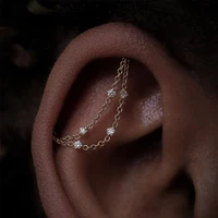 AIDE 925 argent Sterling 9 Types Zircon CZ chaîne pièces de rechange Rock Punk cerceau Piercing cerceaux goutte boucle d'oreille bijoux fins cadeau 1 pc 3