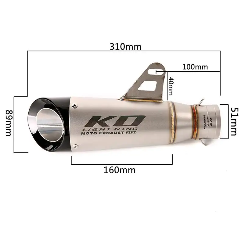 51mm Motorcycle Exhasut Mid Link Pipe Muffler Escape Stainless Steel Tip Without DB Killer Slip On FOR SUZUKI GSXR1000 2007-2008 - Image 2
