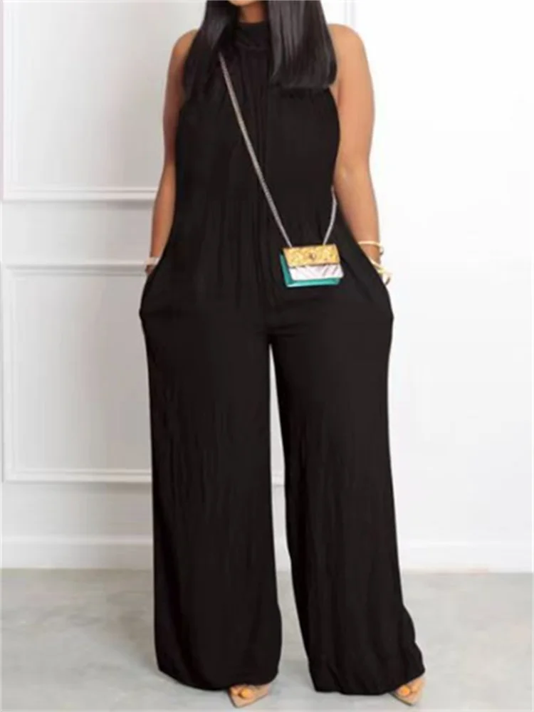 Wmstar Plus Size Jumpsuit Women Clothes Sleeveless Wide Leg Romper Printed One Piece Outfits New Summer Wholesale Dropshipping