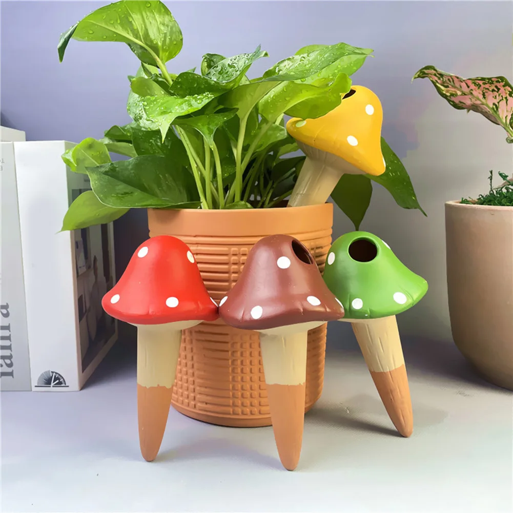 

4PCS Self Watering Spikes Mushroom Shaped Plant Watering Globes Irrigation Terracotta Watering Device Garden Waterer