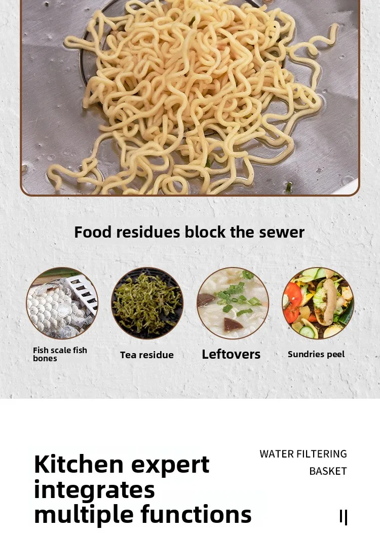 Stainless Steel Sink Storage Drain Basket, Dishwashing Sink Leftovers, Anti-Clogging Strainer Basket Sf73042cf17734601afe20e198e18cdd9q