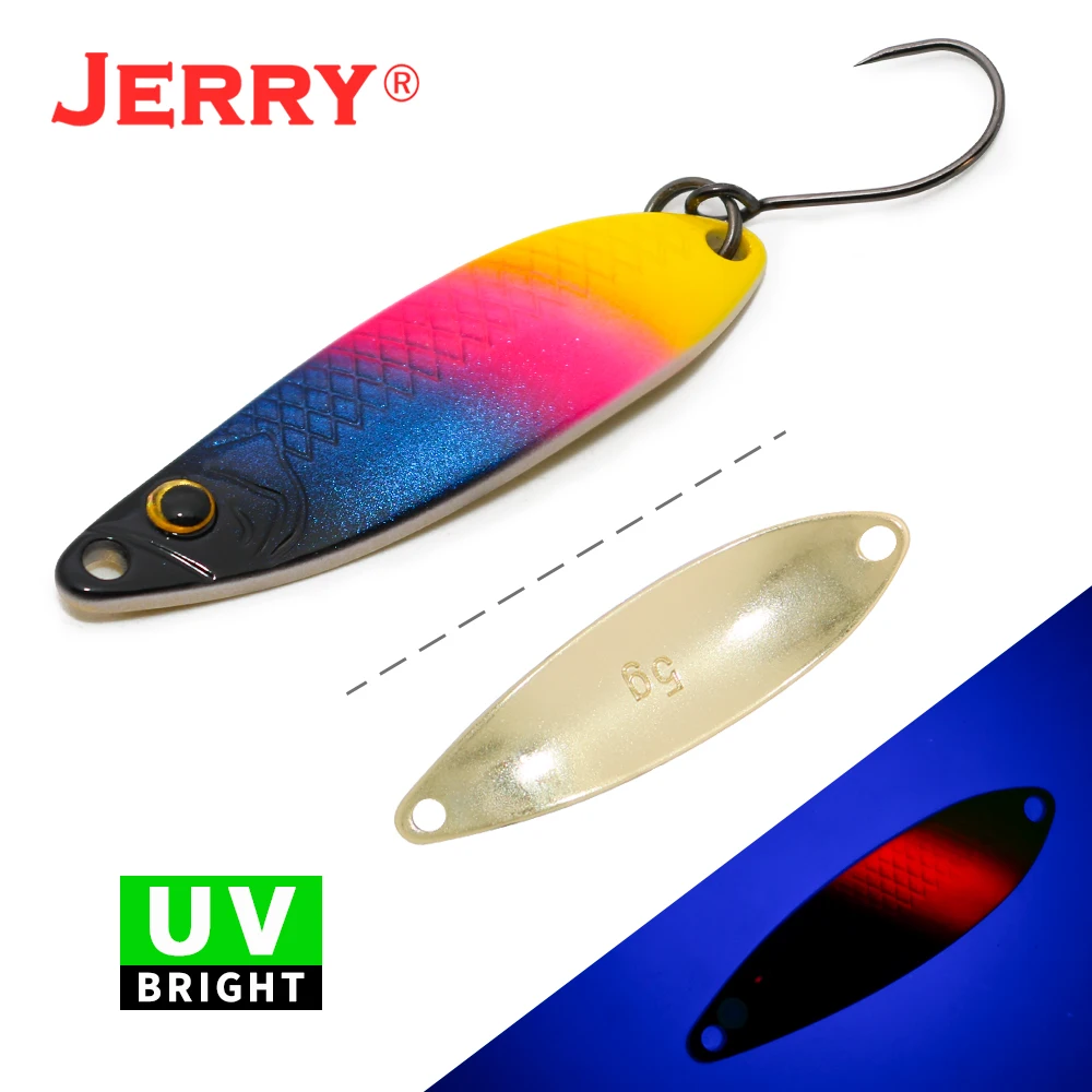 Jerry JD Area Trout Brass Micro Single Hook Metal Spoon Lure 3.5g 5g  Artificial Glitter