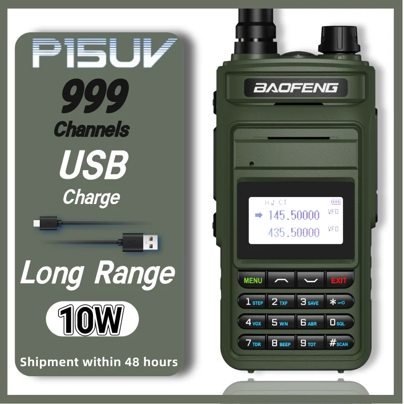 Baofeng walkie talkie Profesional P15UV, potente, de largo alcance