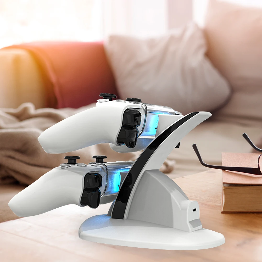 HBP-253 Wireless Controller Charging Dock for PS5 Gamepad with LED Lights Dual Joystick Type-C Wireless Fast Charger Stand