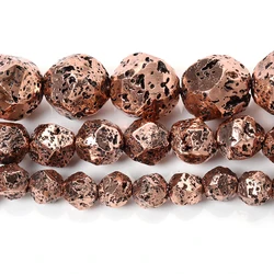 Faceted Colorful Tourmaline Stone Beads for Jewelry Making and Accessories (Plating Copper  lava)