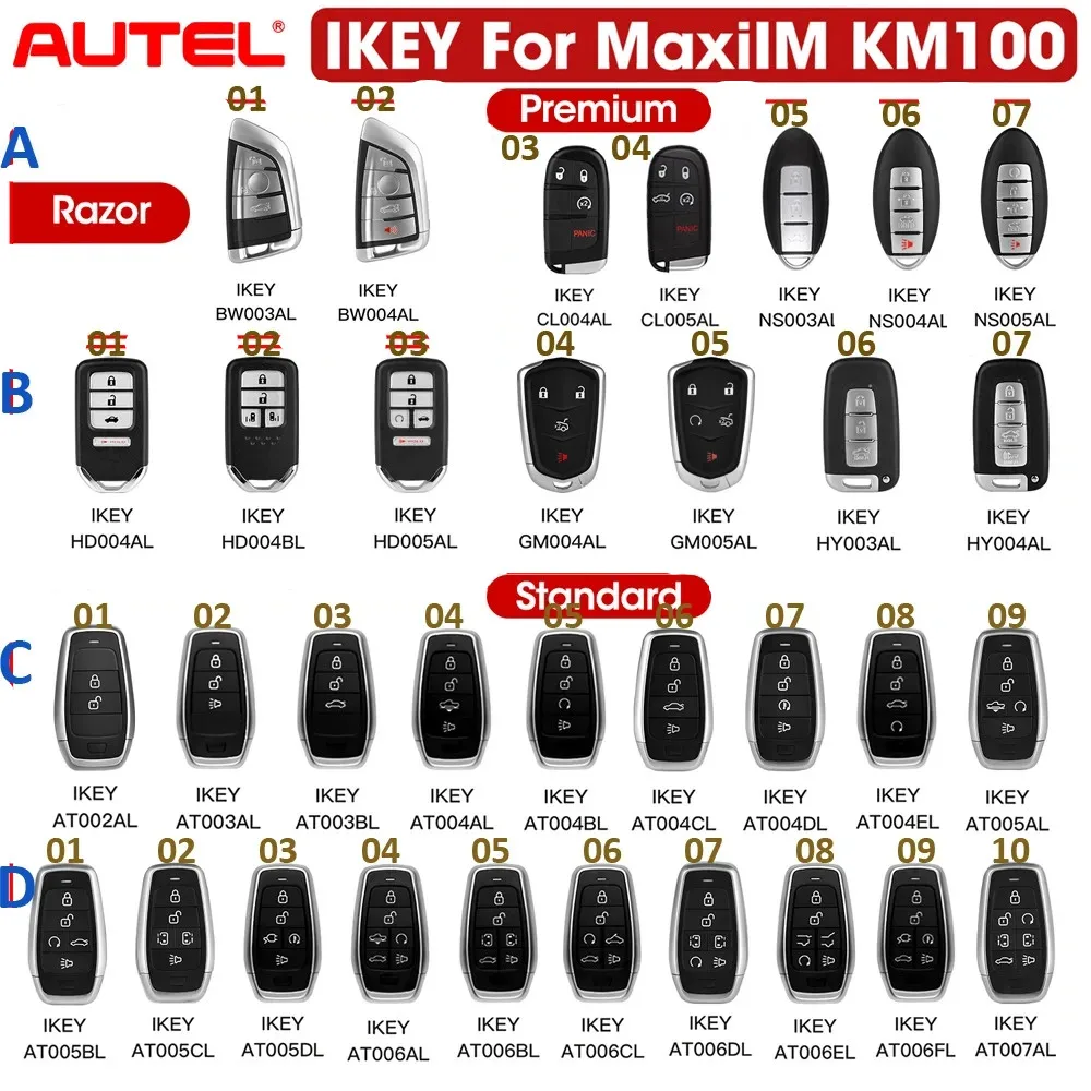 Autel MaxiIM KM100 IKEY Newest Series Universal Programmable Smart Car Key Fob For BMW/Hyundai/Nissan/Chrysler/Ford/Honda/GM