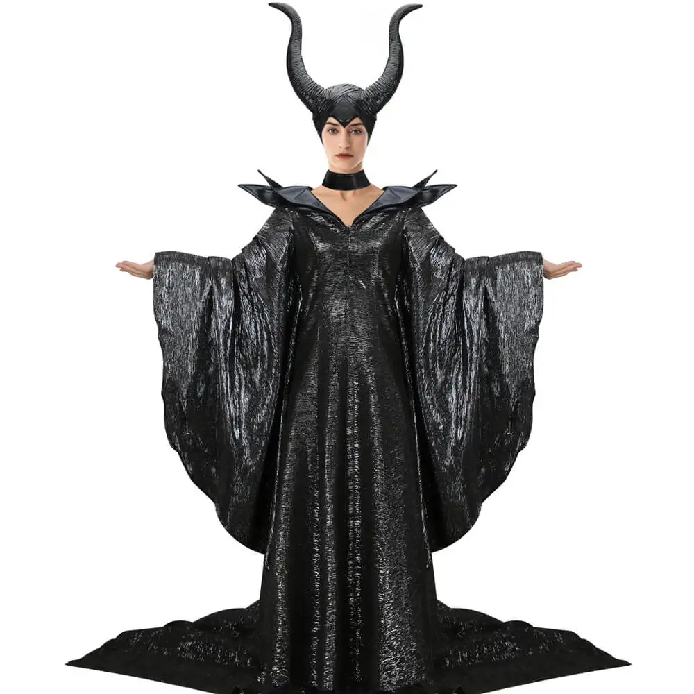 Angelina Jolie Costume Helmet Movie Mistress of Evil Cosplay Costume Women Halloween Outfits Party Suit