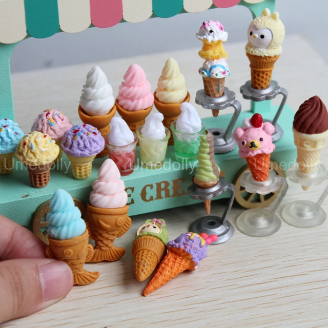 Cute 1/6 Scale Miniature Dollhouse Ice Cream Model Mini Ice-cream Simulation Food for BJD Doll Kitchen Toy Accessories
