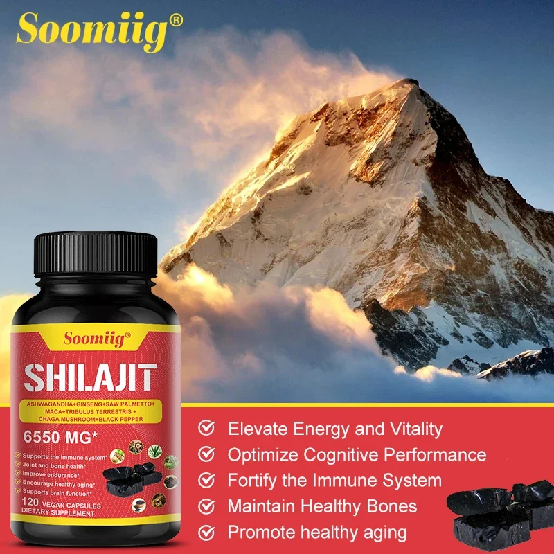 Pure Himalayan Shilajit Capsules Supports Healthy Aging Bones and Joints Improves Energy Endurance and Muscle Recovery