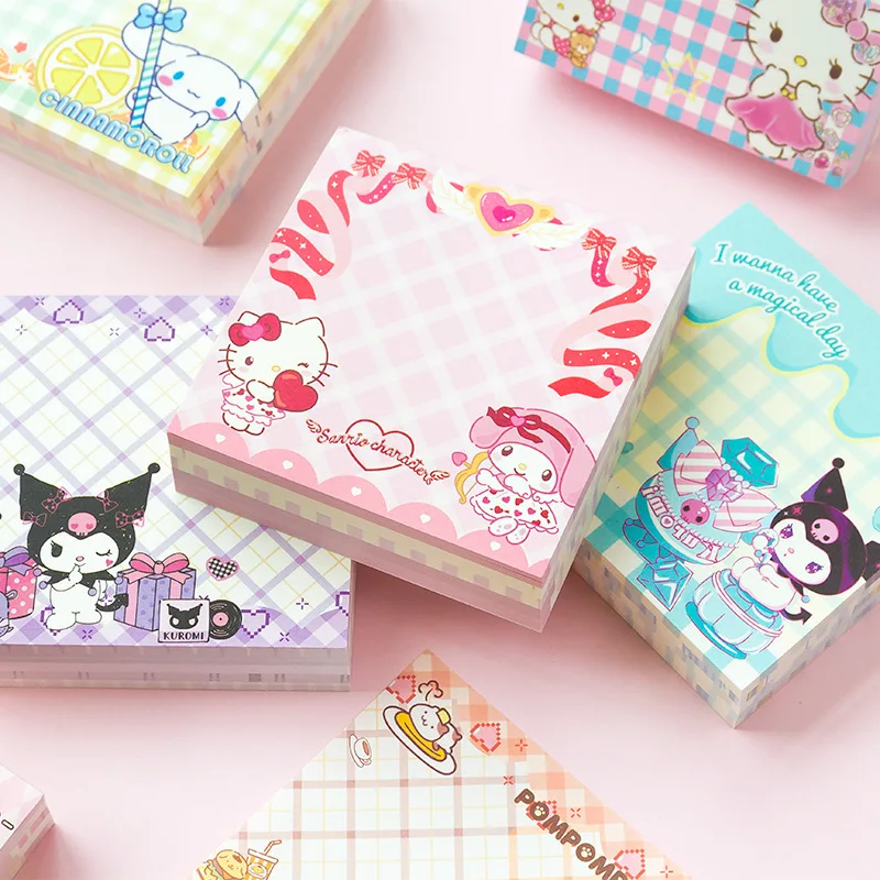 Sanrio Kuromi Kitty  Cinnamoroll Memo Pad Sticky Notes N Times Kawaii Stationery Notepad Post Office School Supplies Kids Gift 3