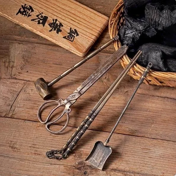 수제 구리 숯 집게 삽 탄소 재 구리 삽 구리 불 집게 구리 망치 구리 숟가락 다..
