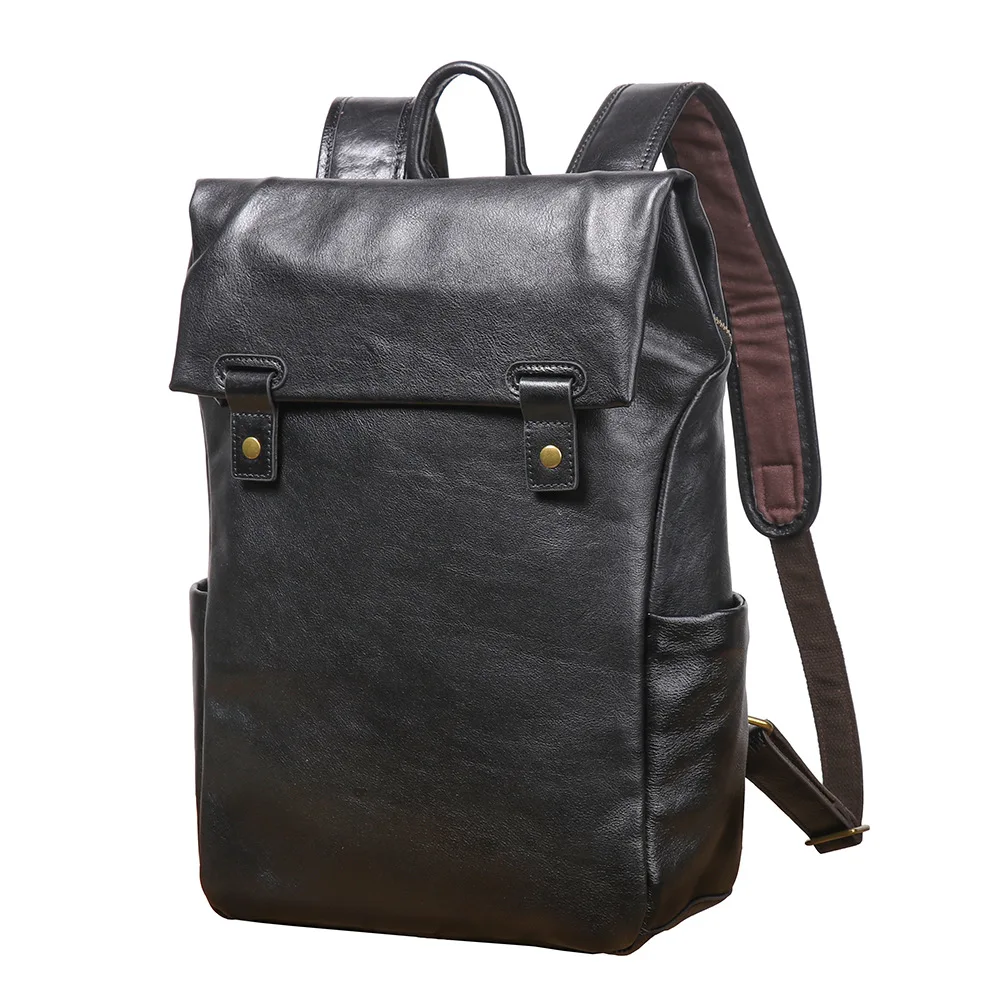 Stylish New Men's Genuine Leather Double Shoulder Backpack