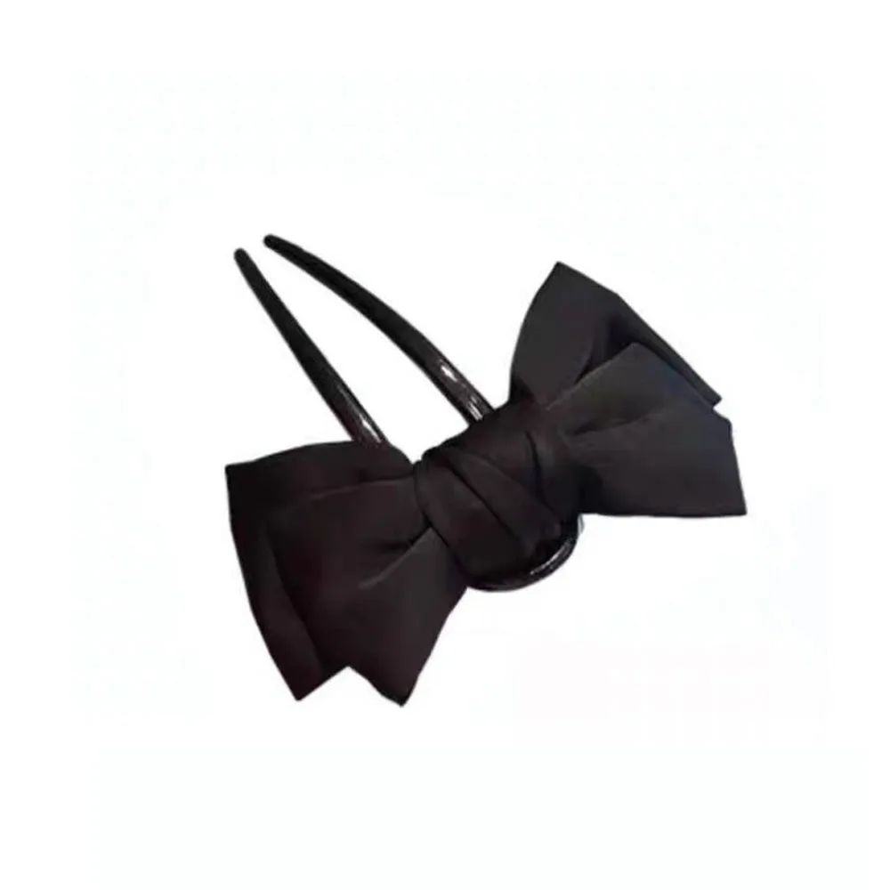 Mode Damen Schleife Vintage Schwarz U-förmige Haarspange Niedlich Trendy Clip Boutique Haarnadel Haarschmuck Haarstab – Detail 7