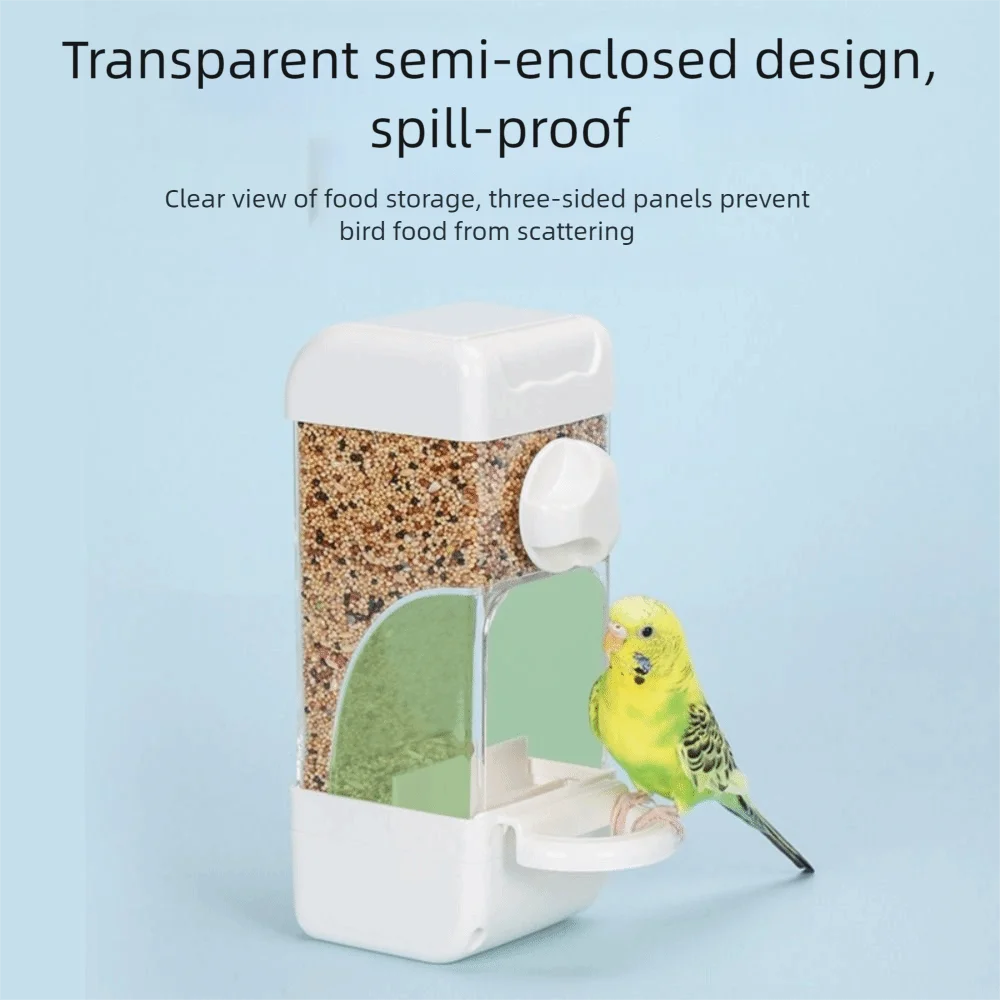 Large Capacity Automatic Bird Feeder Husk Separation Anti-Splash Bird Cage Feeder Durable Anti-Spill Bird Feed Container