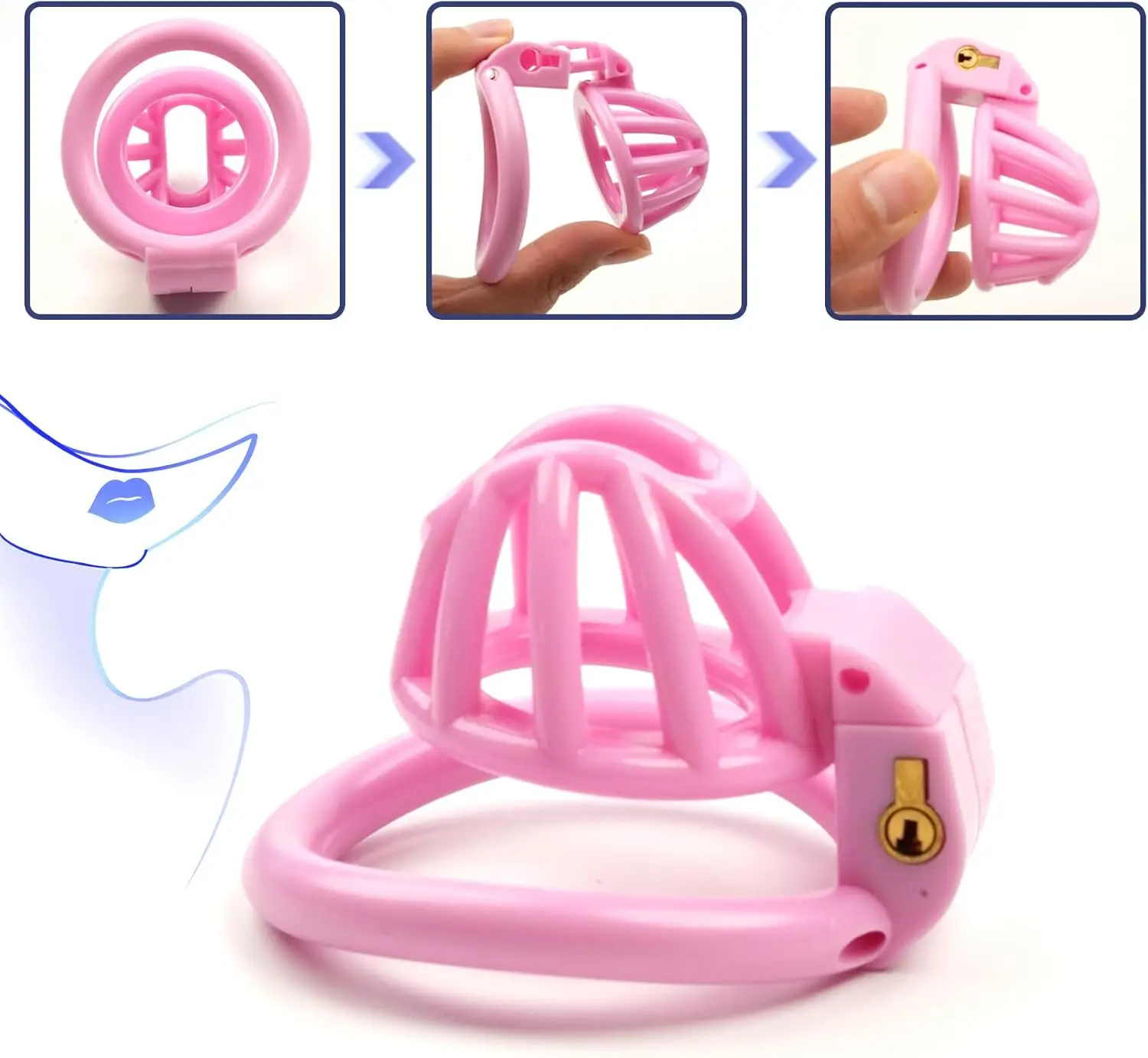 Honeycomb Chastity Cage with 4 Active Sizes Rings Lightweight Chastity Device Cock Cage for Men Hollow Ventilation Penis Lock Ad