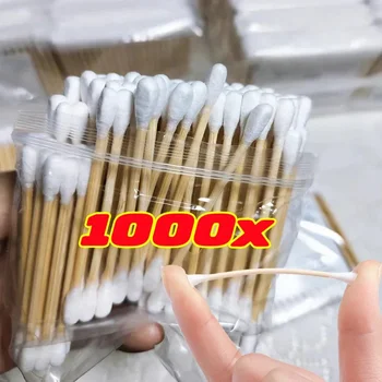 1000x Double Head Cotton Swab Multifunction Women Makeup Cotton Buds Tip For Wood Sticks Nose Ears Cleaning Health Care Tools
