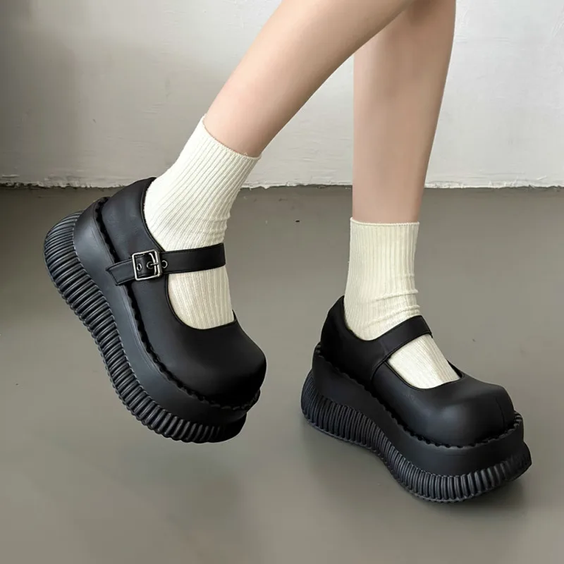 Gothic Style Chunky Platform Wedges Women Sweet Cute Mary Janes Shoes Spring Summer Autumn Fashion Women Shoes Pumps Loafers New
