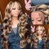 30 Inch Colored Highlight Human Hair Wigs Body Wave Lace Front Wig For Women Brazilian Pre Plucked 13x4 Transparent Hair Wigs 4