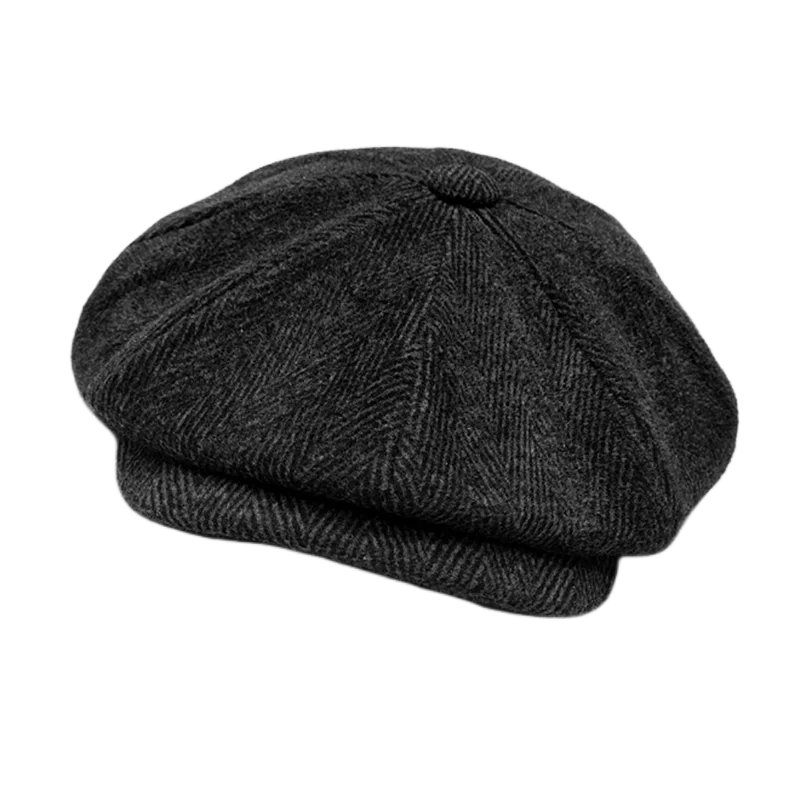 Men Retro Beret Mafia Movie Cosplay Wool Blend Vintage Herringbone Tweed Men Casual Newsboy Hat Flat Cap