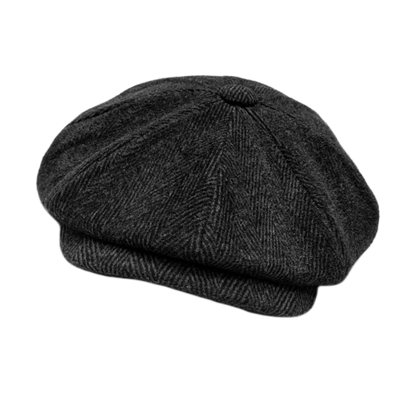 Men Retro Beret Mafia Movie Cosplay Wool Blend Vintage Herringbone Tweed Men Casual Newsboy Hat Flat Cap 3