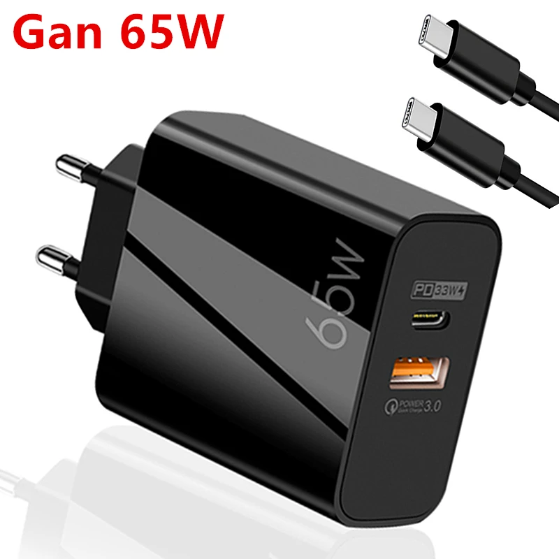 baseus 65w 65W Gan QC 3.0 USB PD Fast Charger Type C Cable Charging USB-C For iPhone 12 13 11 SE X XR XS Max 8 7 6 6S Plus 1M Cable Type-C usb c 20w