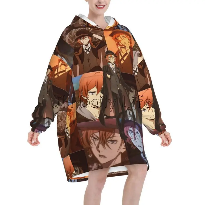 Bungou Stray Dogs Nakajima Atsushi TV Series Chuuya Nakahara Wearable Blanket Oversized Hoodie Blanket Warm Pullover Sweatshirt 2