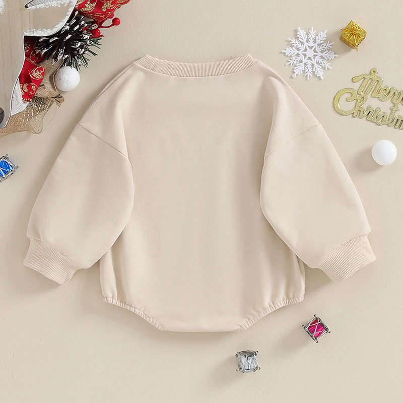 

Toddler Baby Sweatshirt Rompers Christmas Letter Print Long Sleeve Jumpsuit for Newborn Infant Cute Clothes