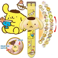 Sanrio Hello Kitty Toys Set 3D Projection Digital Watch Cinnamoroll Kuromi Melody Anime Action Figures Model Toy Kid Gift