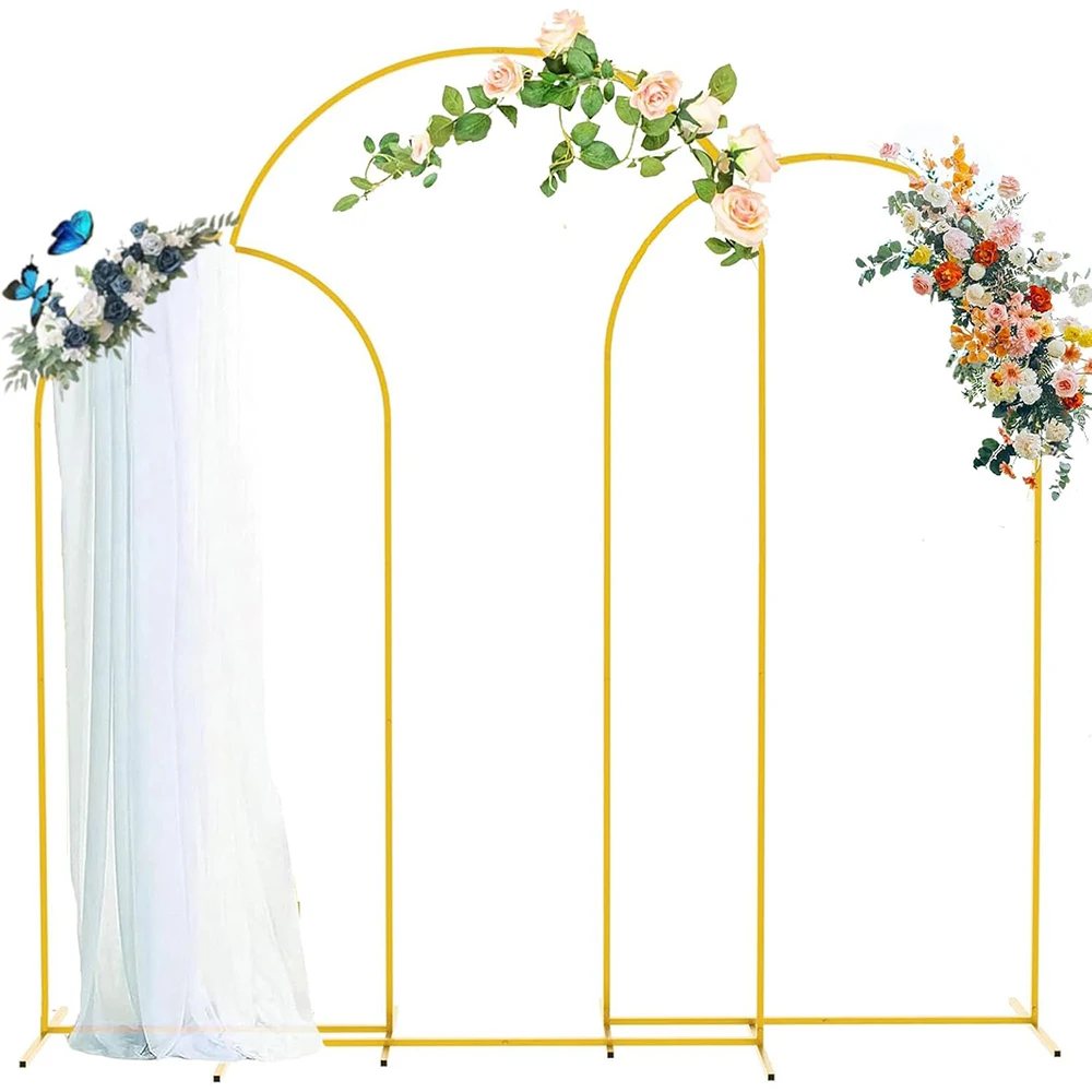 3.9FT 4.9FT 5.9FT 7.2FT 1pcs Gold Wedding Arch Stand Metal Balloon Arch Backdrop Party Decor Wedding Frame Bracket Birthday