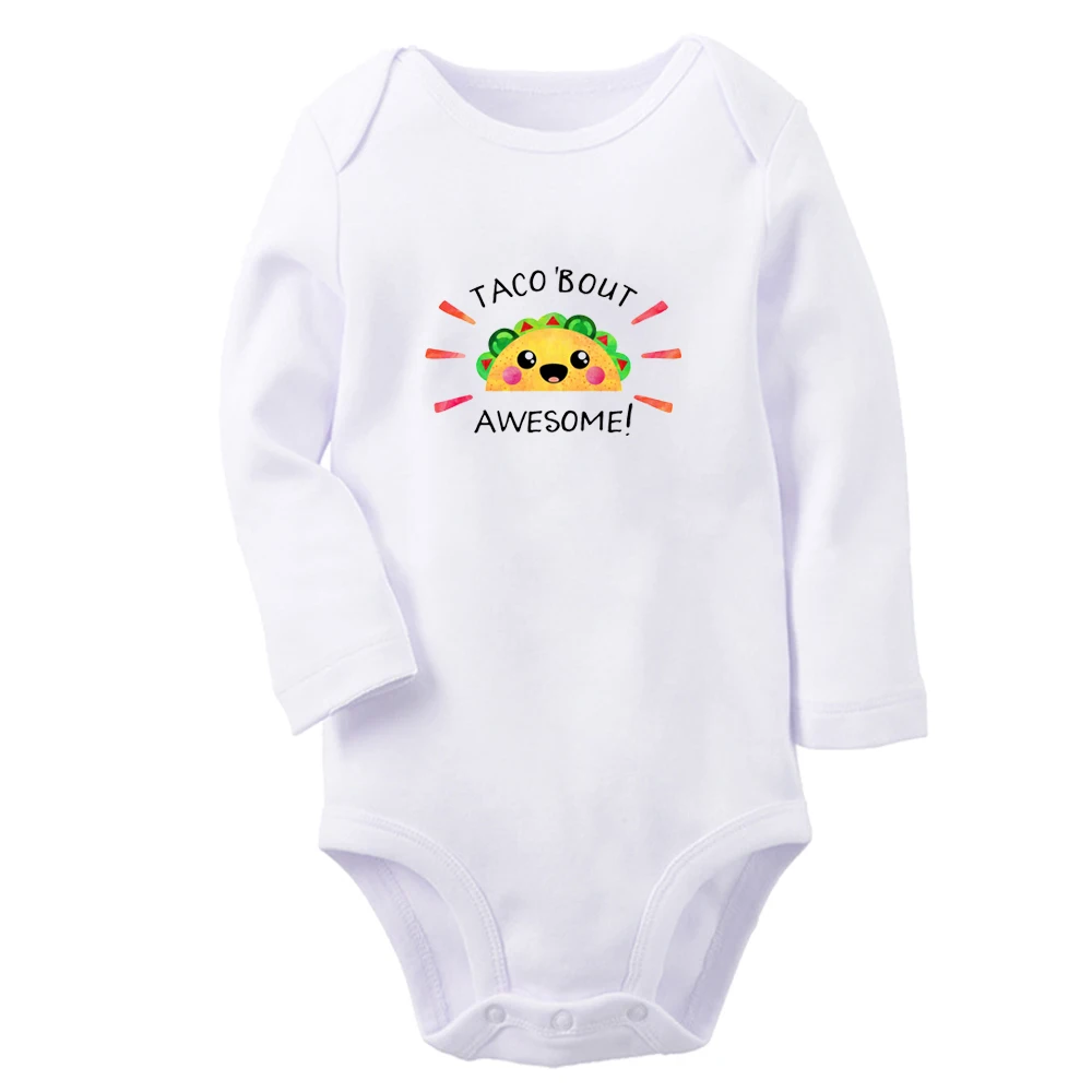 

iDzn NEW Taco' Bout Awesome Cute Baby Rompers Baby Boys Girls Fun Print Bodysuit Infant Long Sleeves Jumpsuit Kids Soft Clothes
