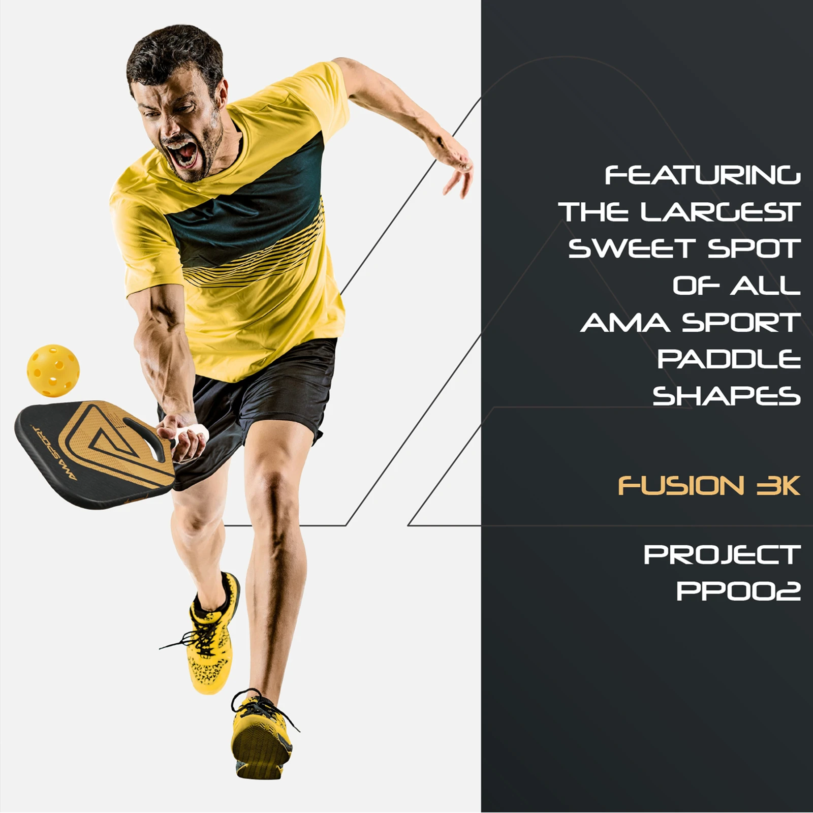 AMA SPORT Pickleball Paddle USAPA Approved Shovels Carbon PP Honeycomb Core for Aggressive and Controlled Drives