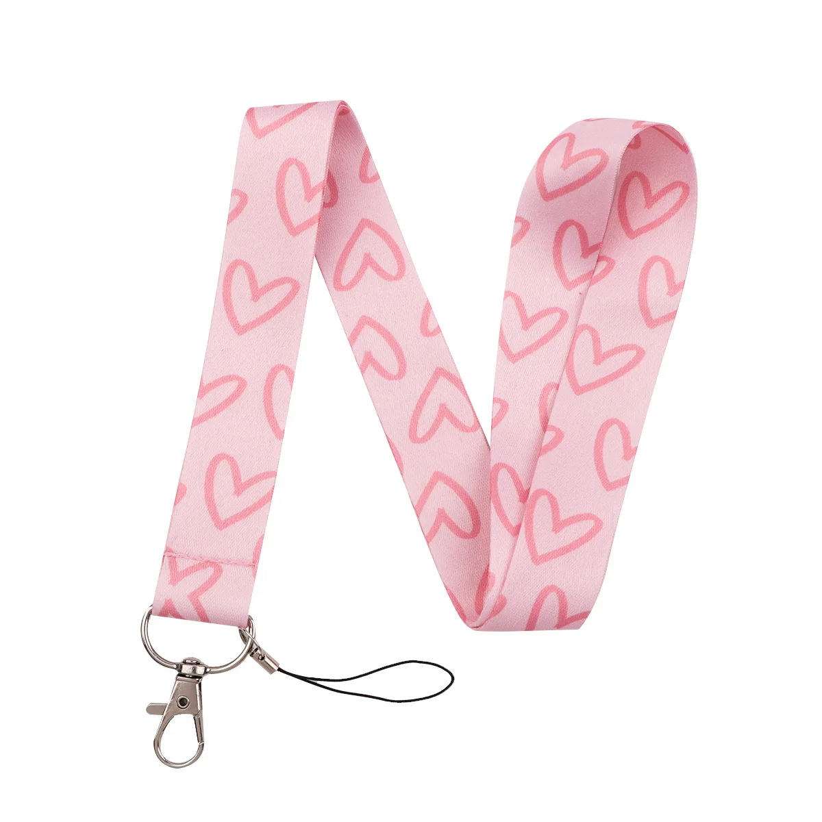 Pink Love Lanyard Neck Strap Keychain with Cute Romantic Card Holder and Keyring Accessories