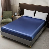 Satin Silk Fitted Sheet for Summer Smooth Bed Sheet Twin/Full/Queen/King Size Bottom Sheets Soft Bed Fitted Sheets 2