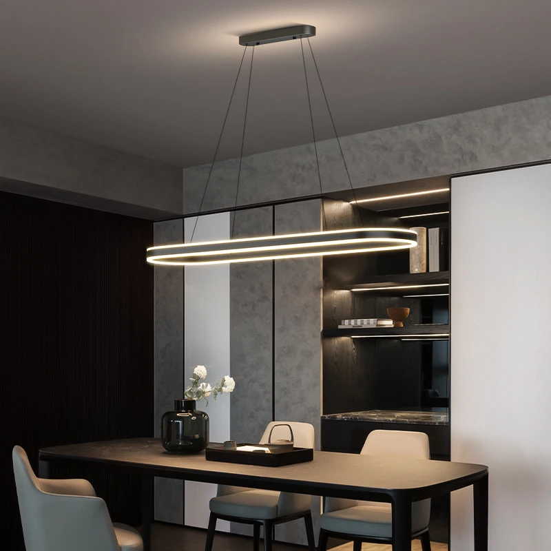 Restaurant pendant light LED light fixture long circular ring light