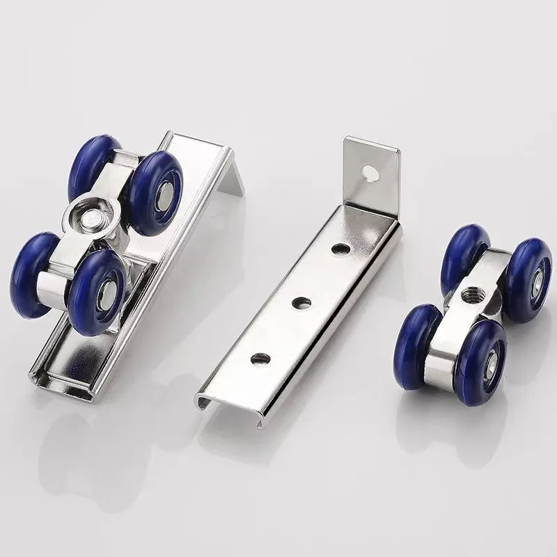 Description Picture 3 of item2pcs/set Sliding Door Roller Hardware Slide Doors Pulley 4 Wheels Home Room Wood Door Hanging Wheels Rail Track Pulley