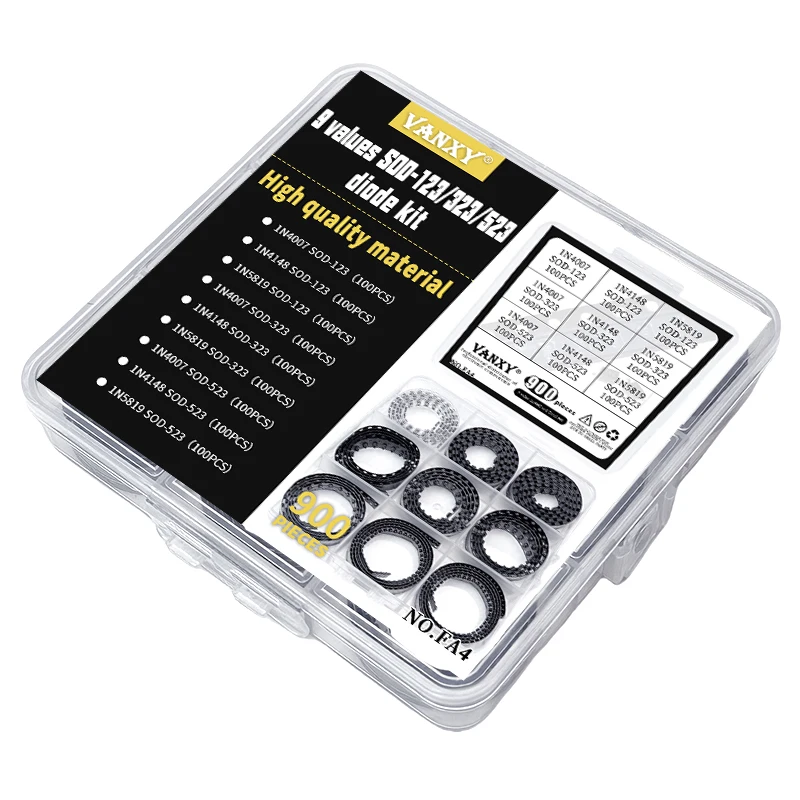 SMD 다이오드 0805 키트, SOD-123 1N5819 1N4007 1N4148 SOD-323 1206 1N4148WS 1N5819WS SOD-523, 9 가지 값