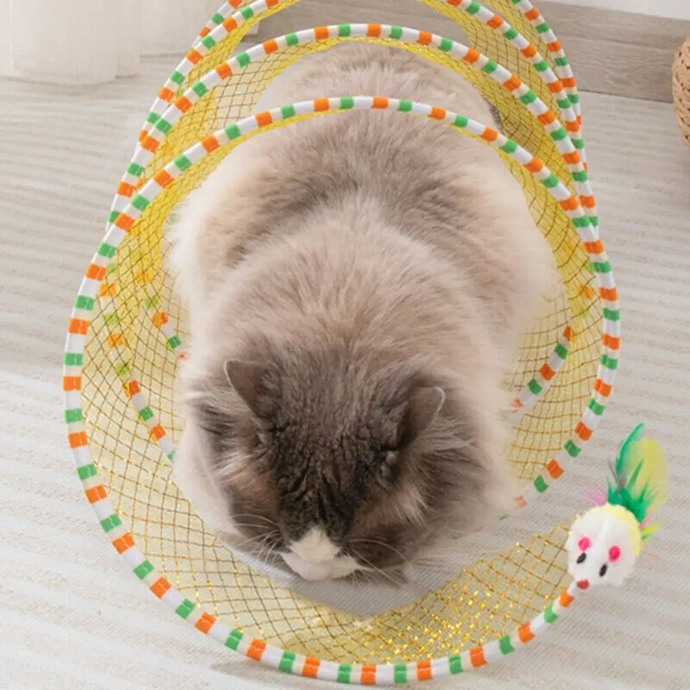 Creative Foldable Cat Coil Tunnel Toys Stretchable S-Shape Coil Spiral Toy Colorful Pet Supplies Pet Interactive Toy