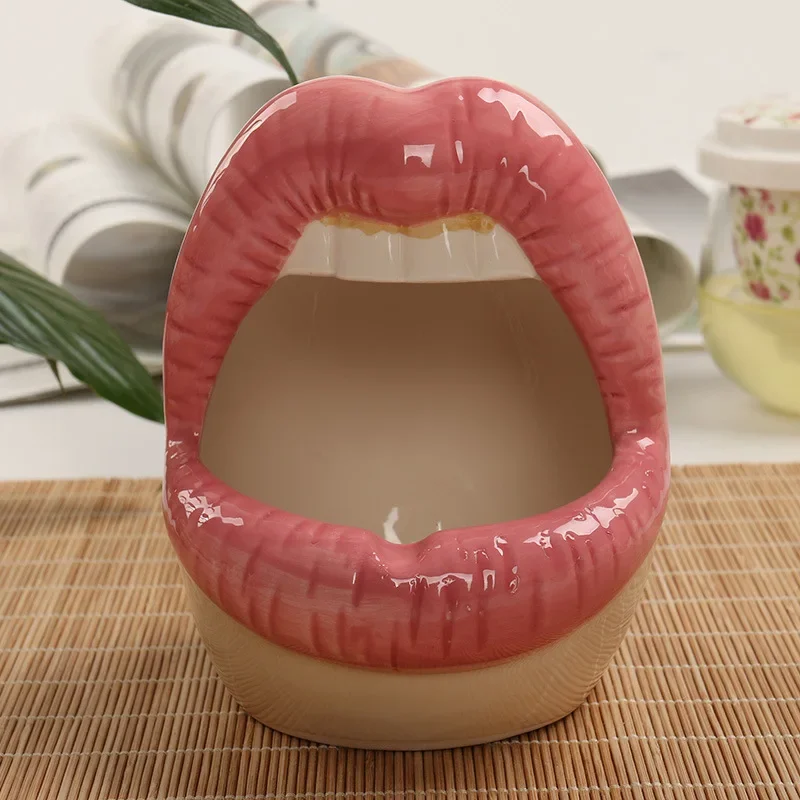 Cute Cartoon Cigar Ashtray Lips Ceramic Ashtray Creative Flower Pot Trendy Mouth Fashion Home Mini Send Boyfriend Gift ceramic ashtray