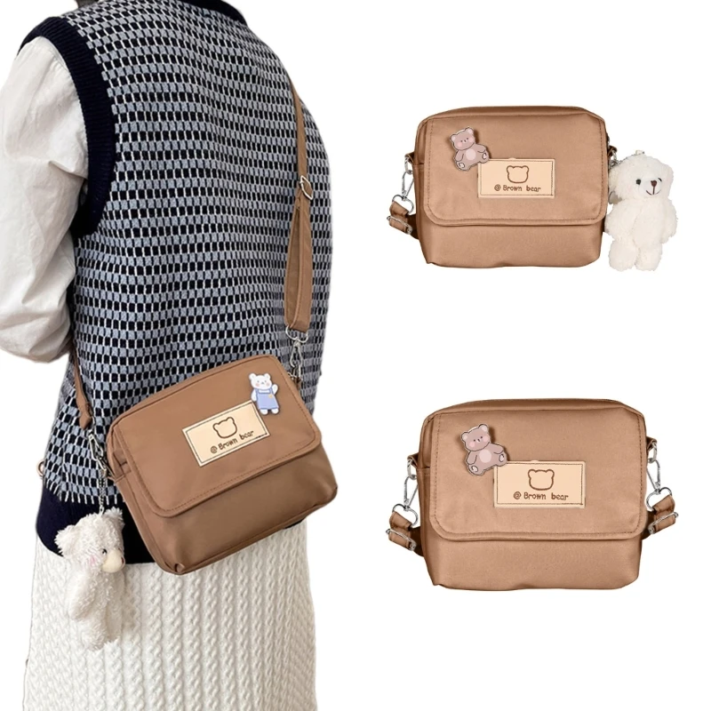 

Прекрасные сумки через плечо с подвеской в ​​виде медведя, нейлоновая маленькая сумка на ремне для ежедневного использования