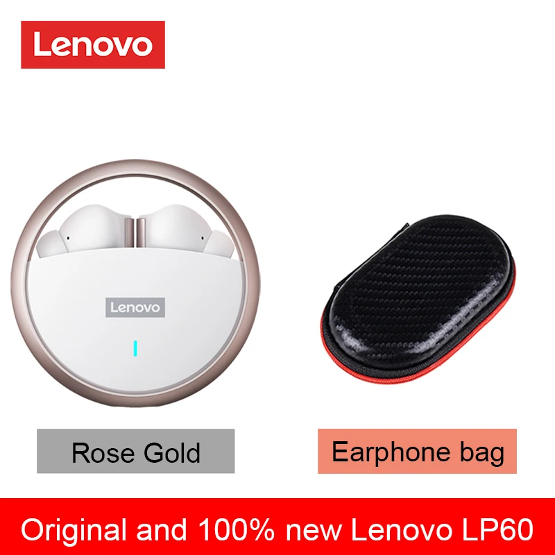 Lenovo LP60 Bluetooth Headphones TWS Wireless Gaming Earphones Rotatable Metal Cavity Ring Headset HiFi Stereo Sound Low Latency studio headphones Earphones & Headphones