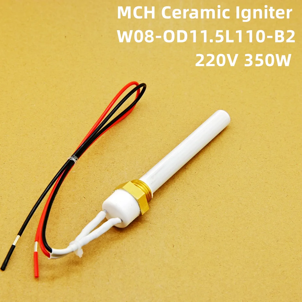 220V350W Ceramic Igniter for Pellet Stove Heating Tube Spark Plug for Wood Pellet Stove 11.5x6.5x110mm ignition electrode