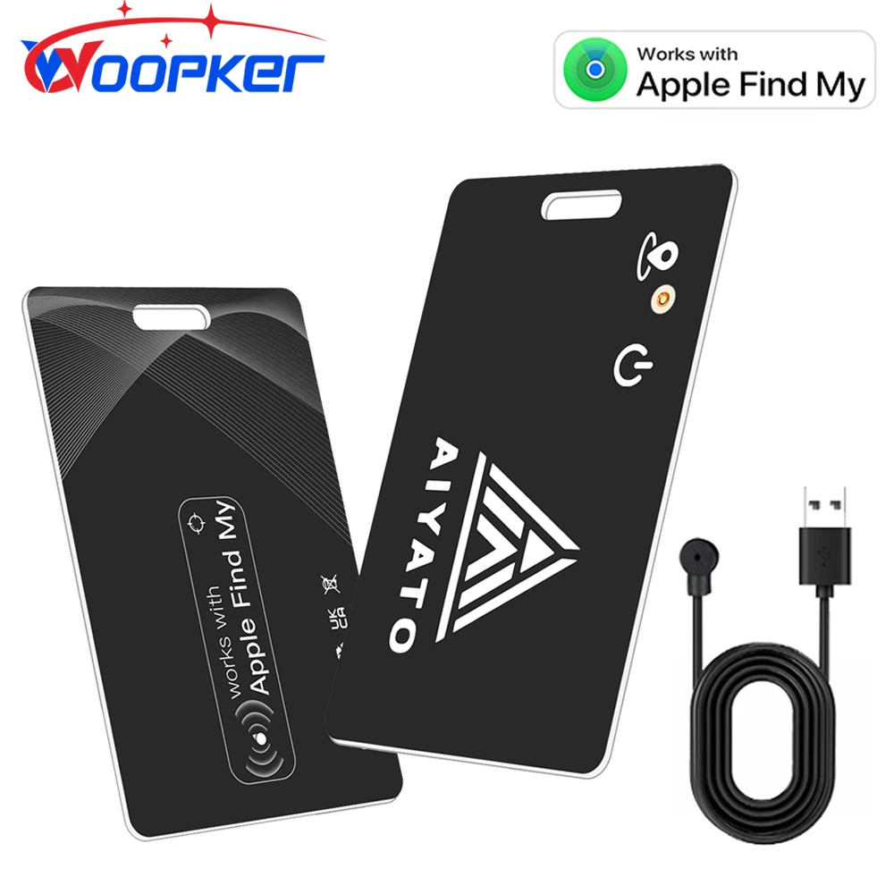 WOOPKER Bluetooth GPS Tracker Ultrathin Wallet Finder Card Bags Locator Magnetic Charging Work with Apple Find My Airtag for IOS