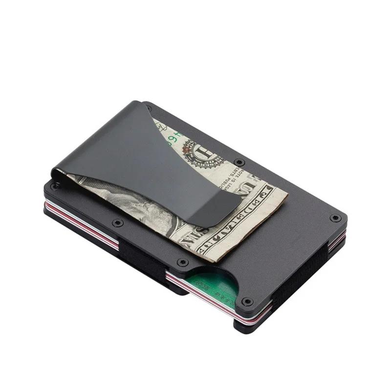 Accordion Credit Card Holder Aluminium RFID Blocking Wallet Carbon Fiber Pure Business Cardholder Luxury Men Dragon Money Clip