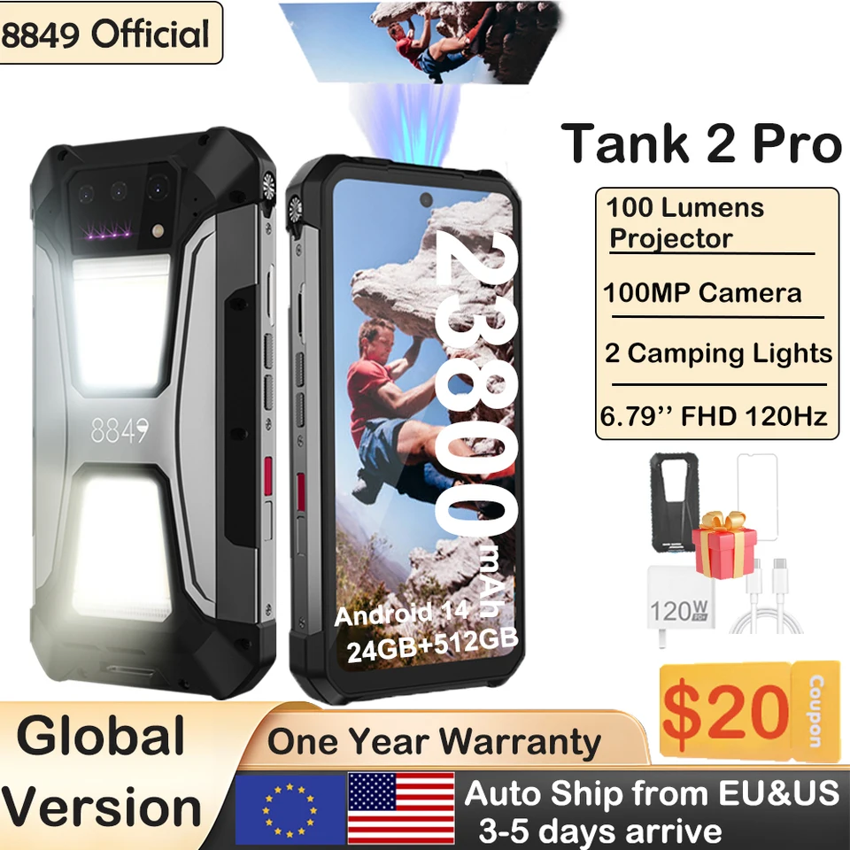 8849 Tank 2 PRO 頑丈なスマートフォン プロジェクター付き 6.79インチ 