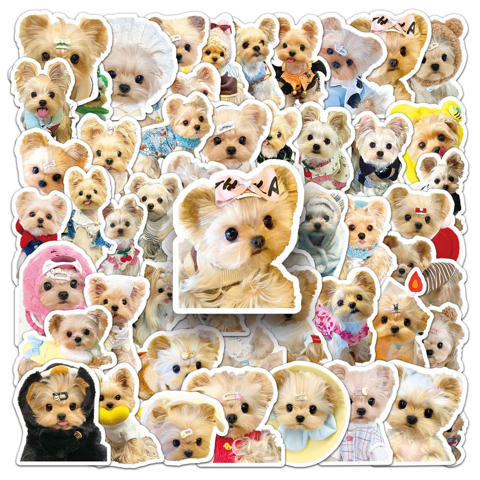 50PCS Yorkshire Terrier Stickers Cute Dog Graffiti Stickers DIY Diary Phone Case Handmade Scrapbook Aesthetic Stickers