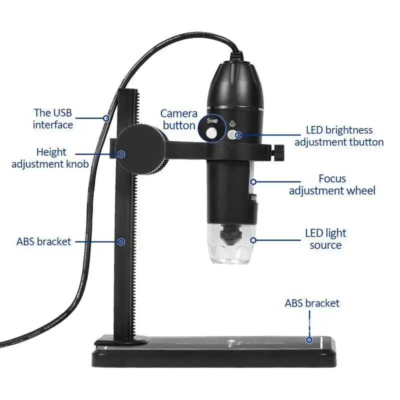 

USB Electronic Microscope 3 in 1 1600X For Soldering With 8 LEDs Zoom Camera Magnifier For MAC Android PC