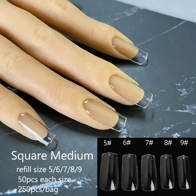 Gel Nails Extension System Full Cover Sculpted Clear Stiletto Coffin False Nail Tips 240pcs/bag Refill Square Medium