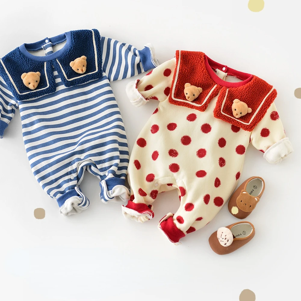 

Ins Hot 0-12m Baby Girl Winter Clothes Baby Outfit Baby Boy Clothes Set Newborn Baby Winter Romper Cartoon Bear